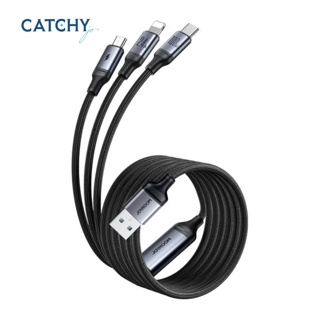 JOYROOM A21-1T3 100W 3-in-1 Fast Charging Cable ( L+C+M) 1.2m