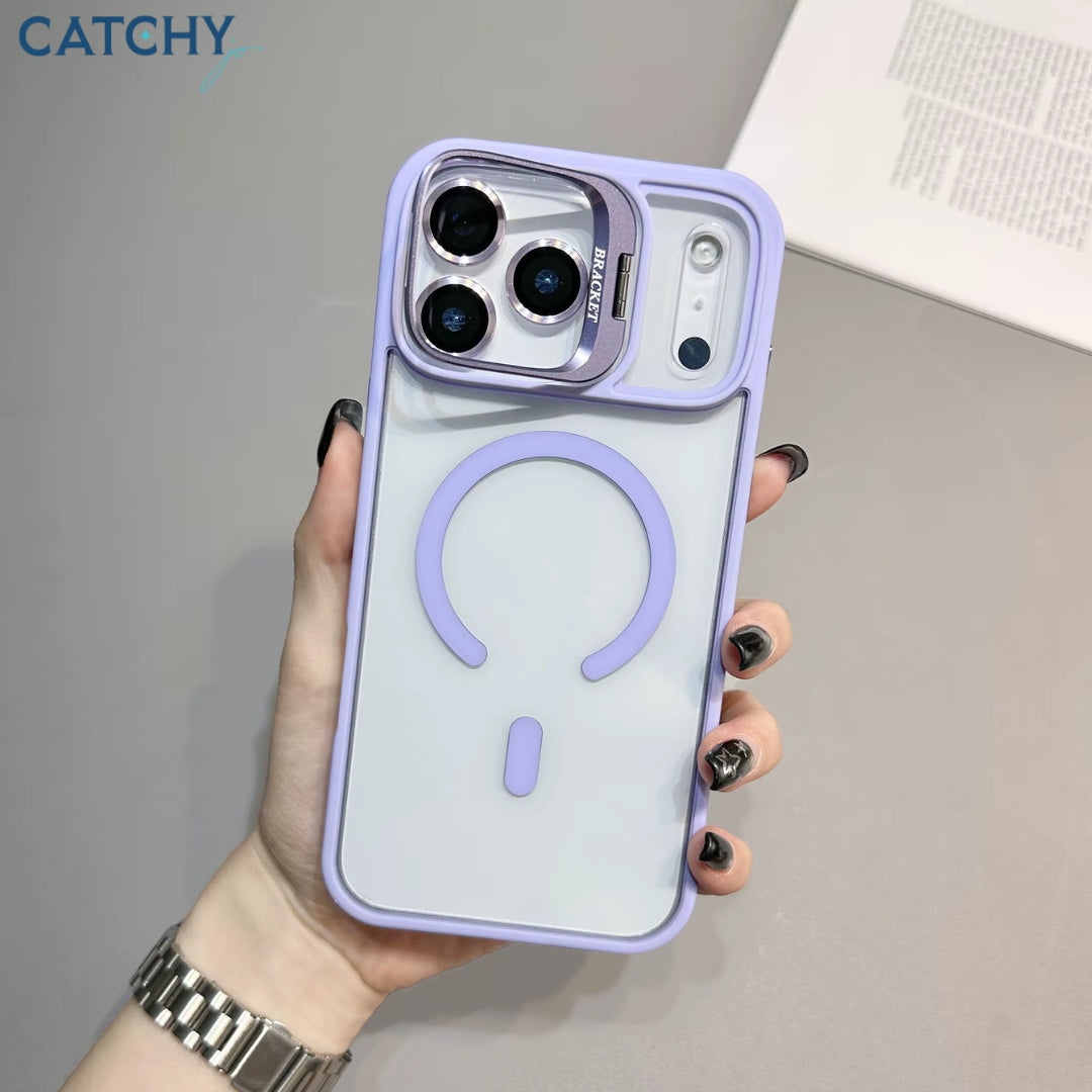 iPhone Metal Lens Bracket Magnetic Clear Case