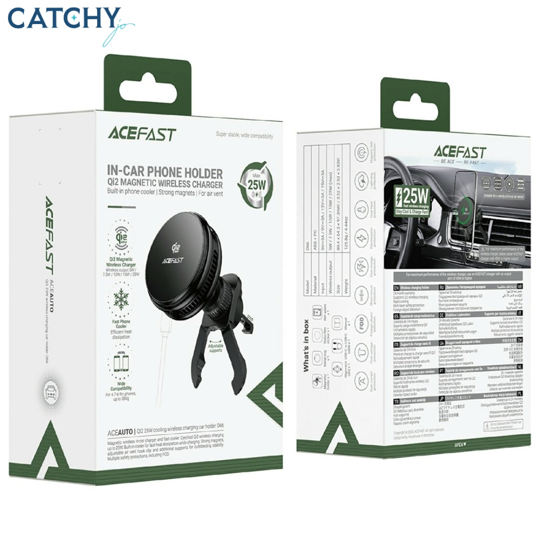 ACEFAST D66 25W Qi2 Magnetic Wireless Charger Car Mount Holder