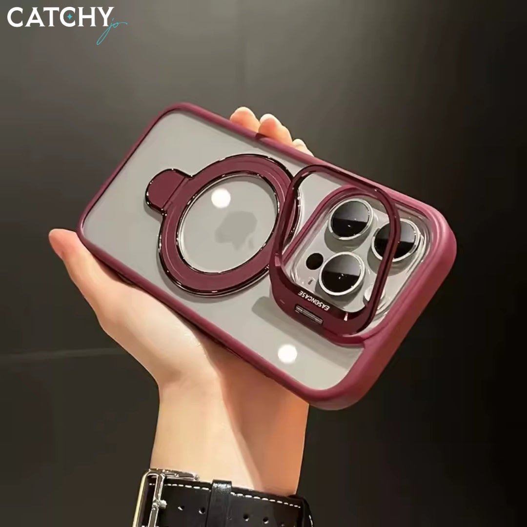 iPhone Fashion Hollow Lens Holder Magnetic Suction Case
