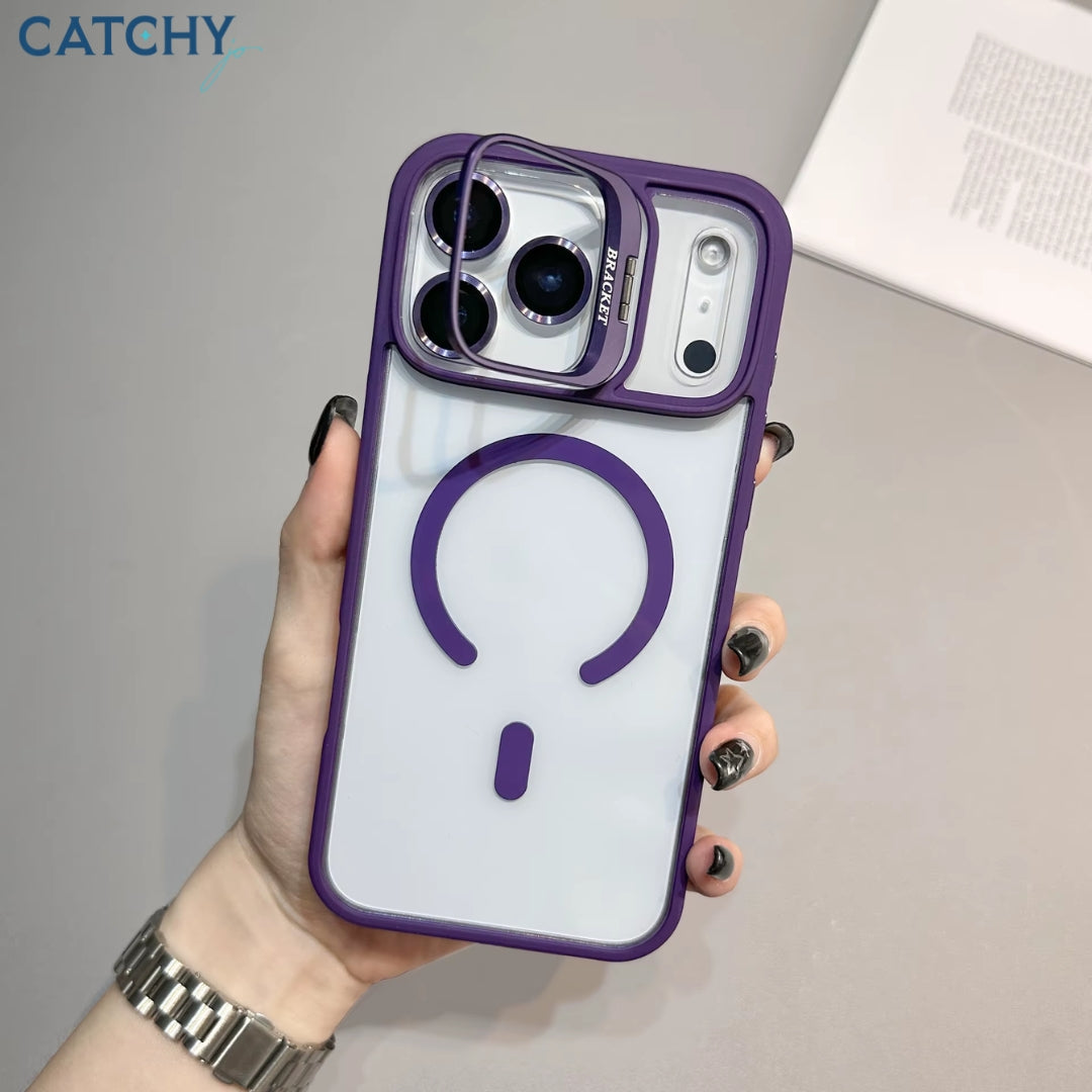 iPhone Metal Lens Bracket Magnetic Clear Case