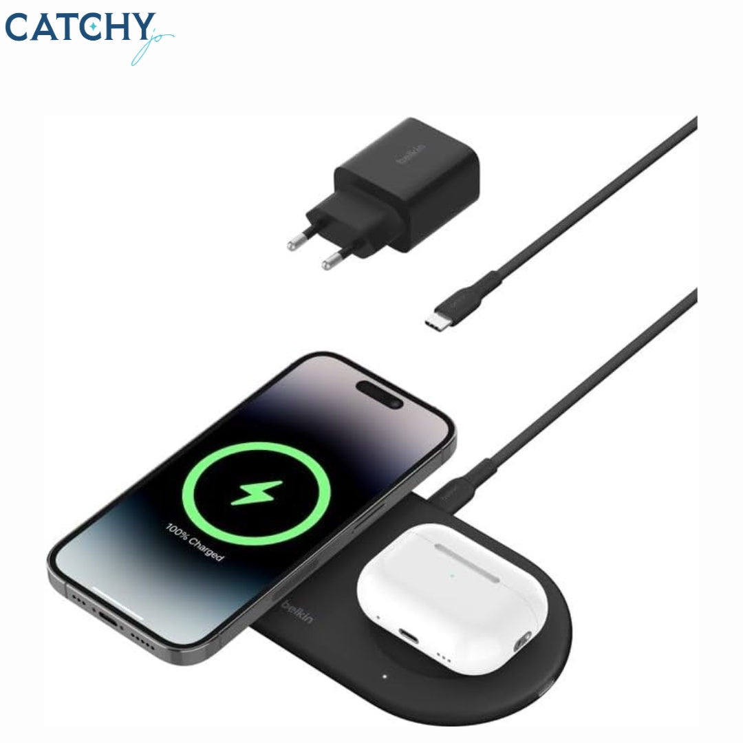 BELKIN قاعدة شحن لاسلكية مغناطيسية 2 في 1 مع Qi2 (15W)