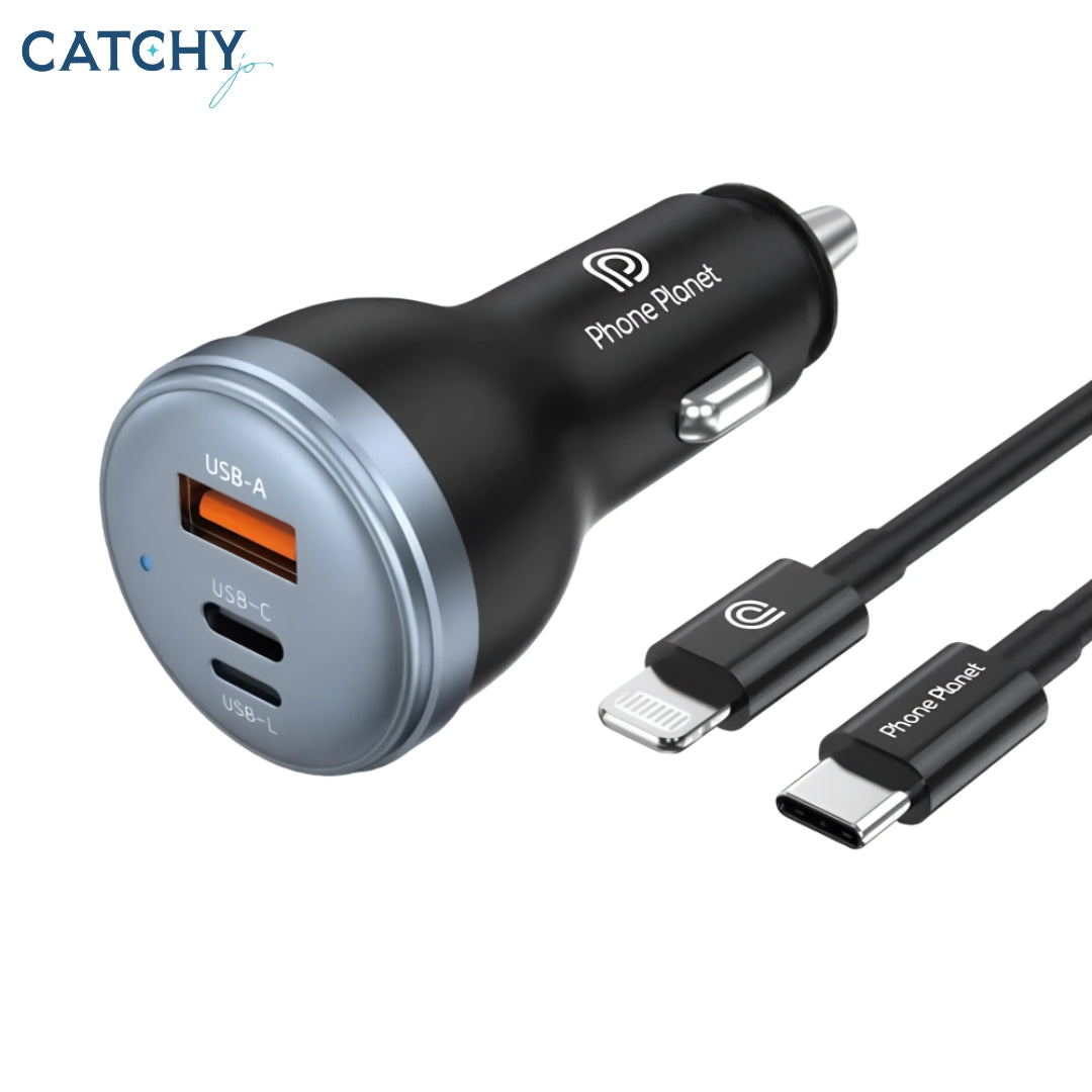 PhonePlanet Car Charger With Type-C To Lightning Cable (80W)