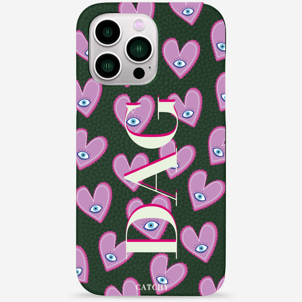 Pink Heart Pattern Leather Case (Design)