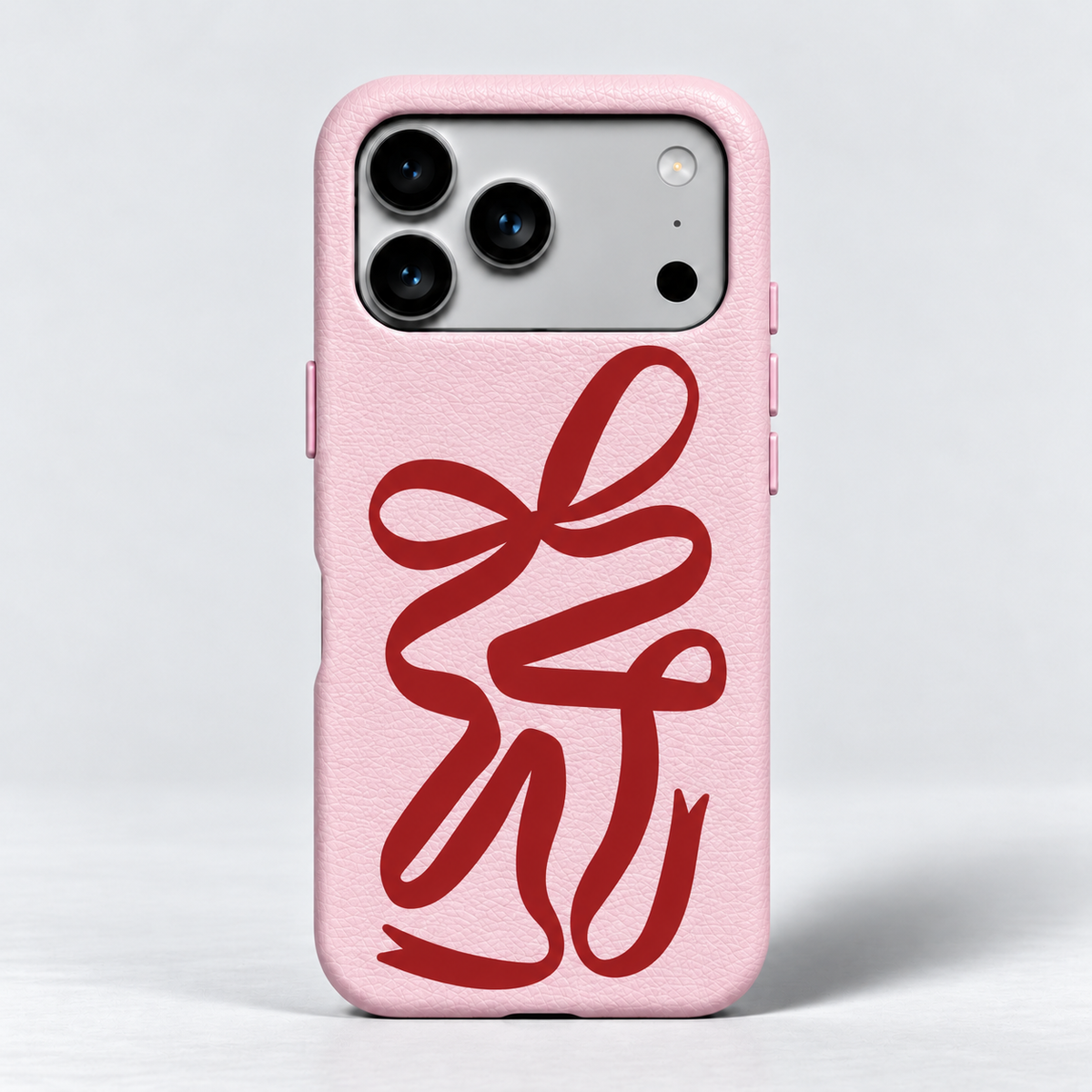 iPhone Leather Red Ribbon Case (Design)