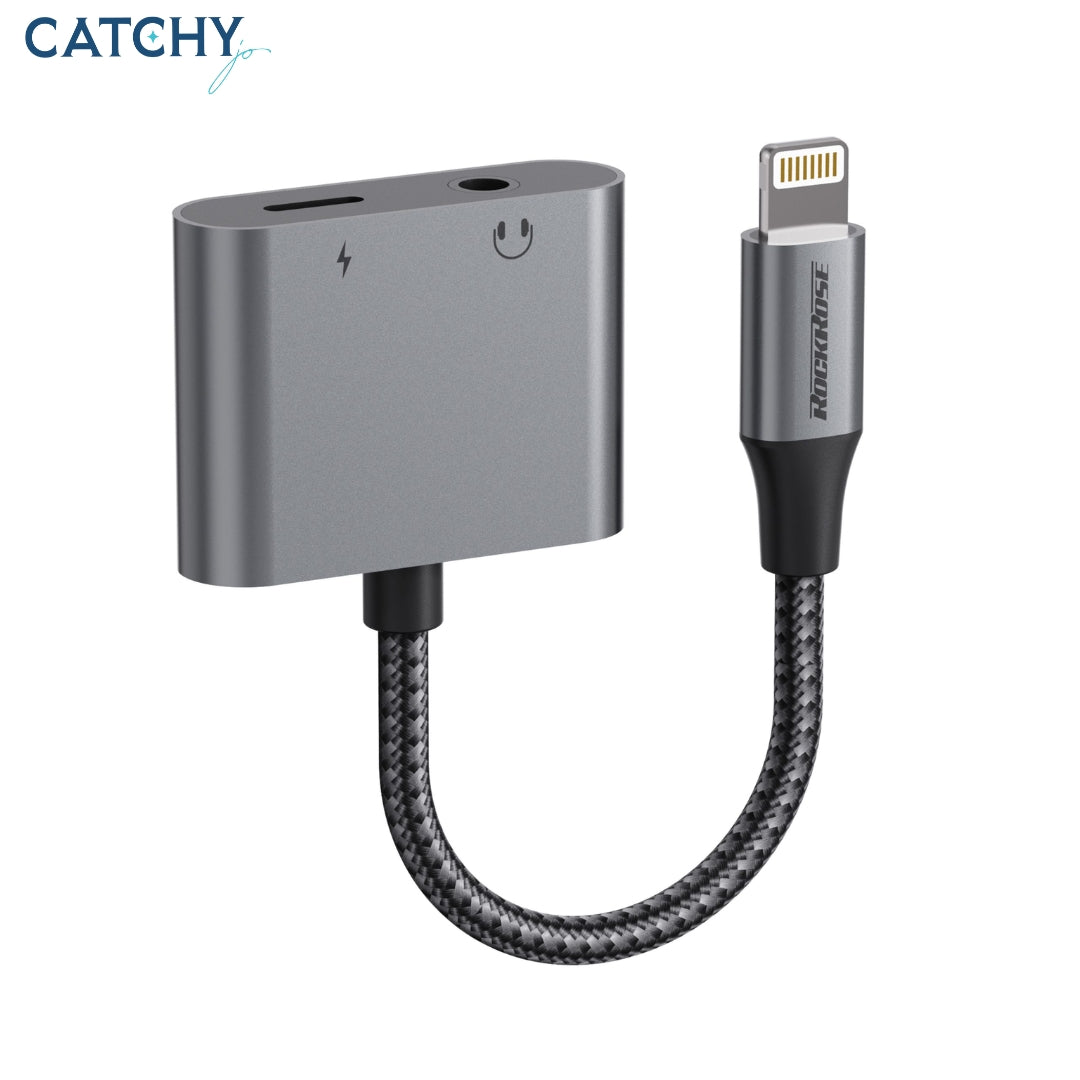 ROCKROSE Nexus AL Lightning To Lightning+3.5mm Adapter (Music)