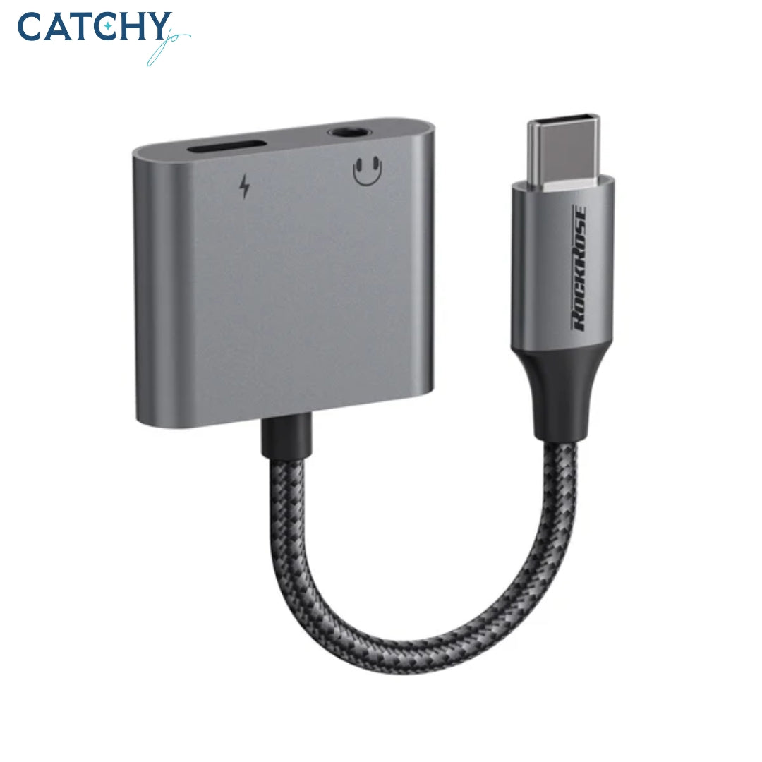 ROCKROSE Nexus AC USB-C to USB-C+3.5mm Adapter (Phone Call & Music)