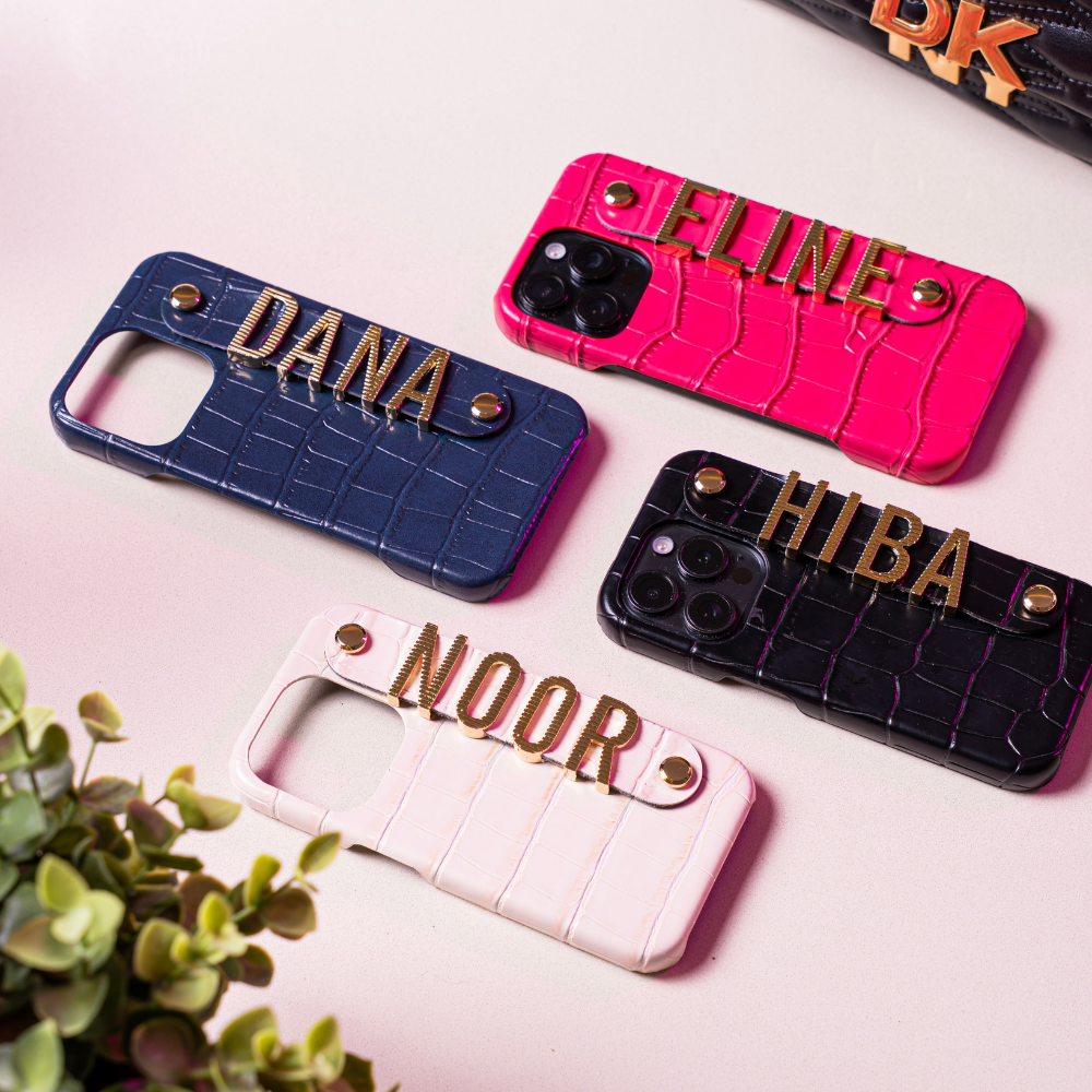 Alphabet Charms Leather iPhone Case (Customized)