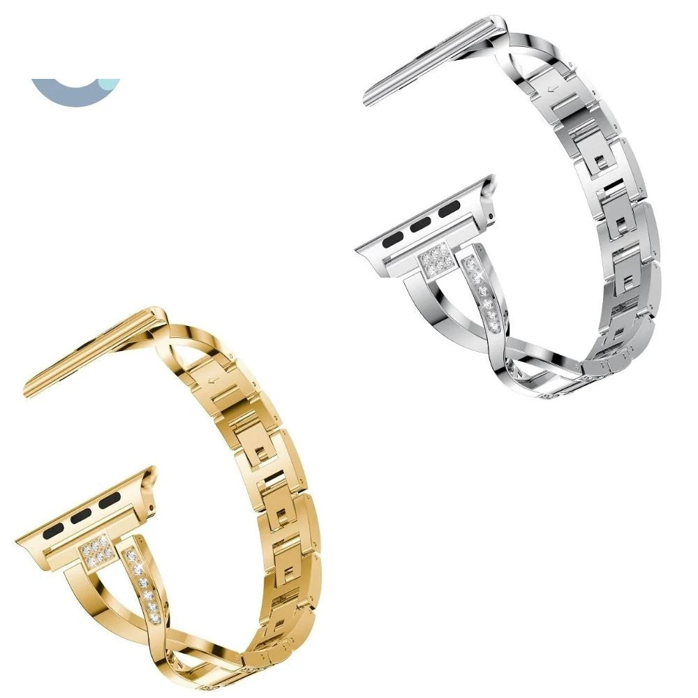 Apple Watch Stainless Steel Cross Line Diamond Band