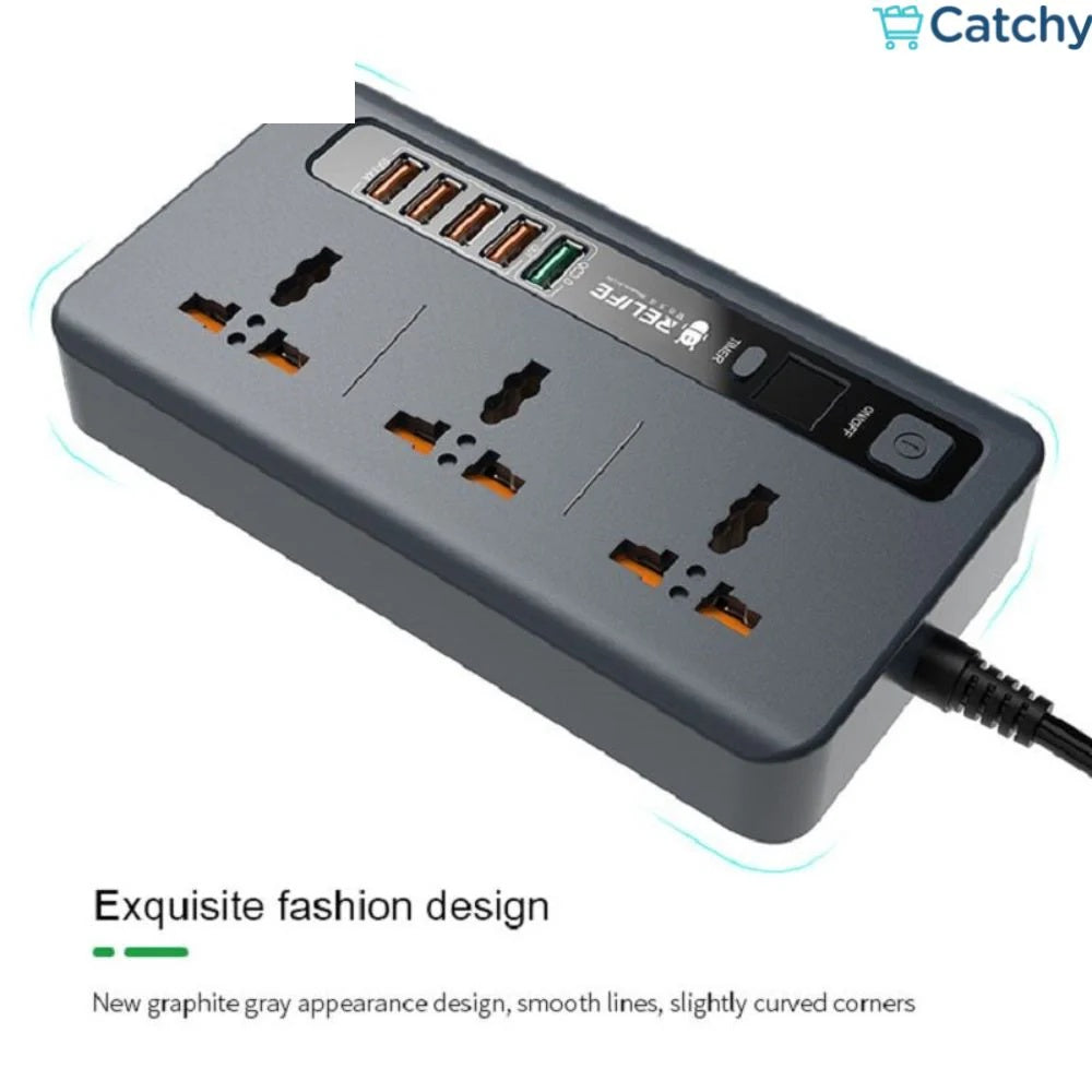 RELIFC Universal Power 3 Socket with 5 USB