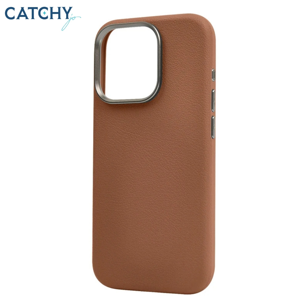 iPhone Luxury Leather Case With Metal Camera Frame