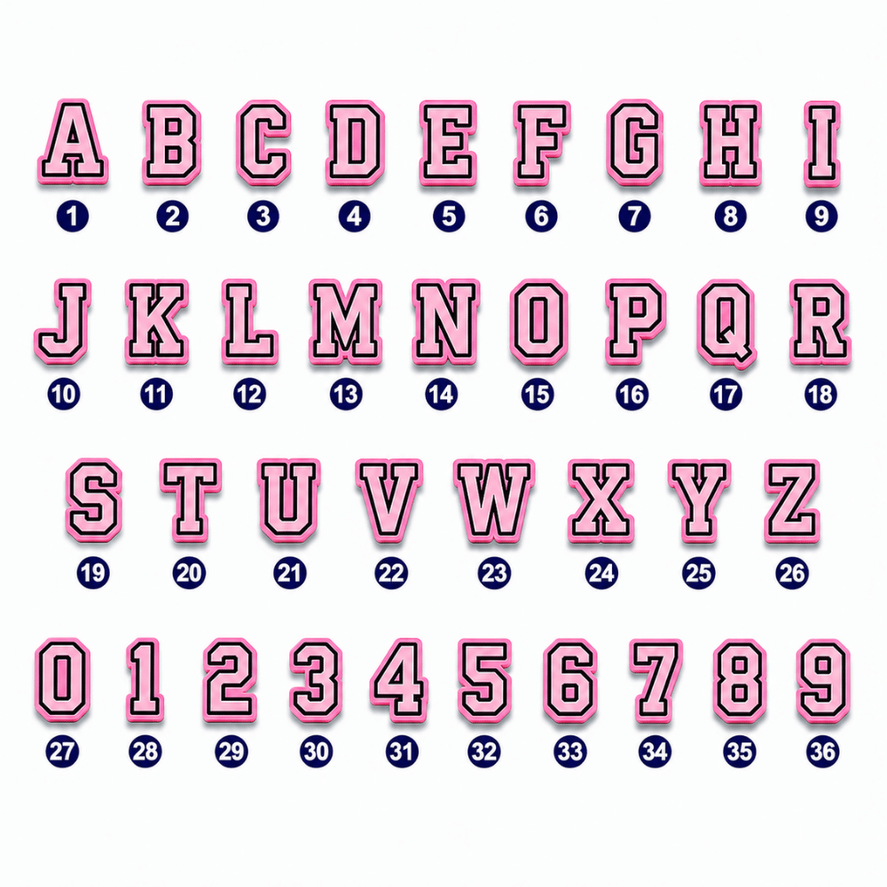 Pink Letters & Numbers Charms