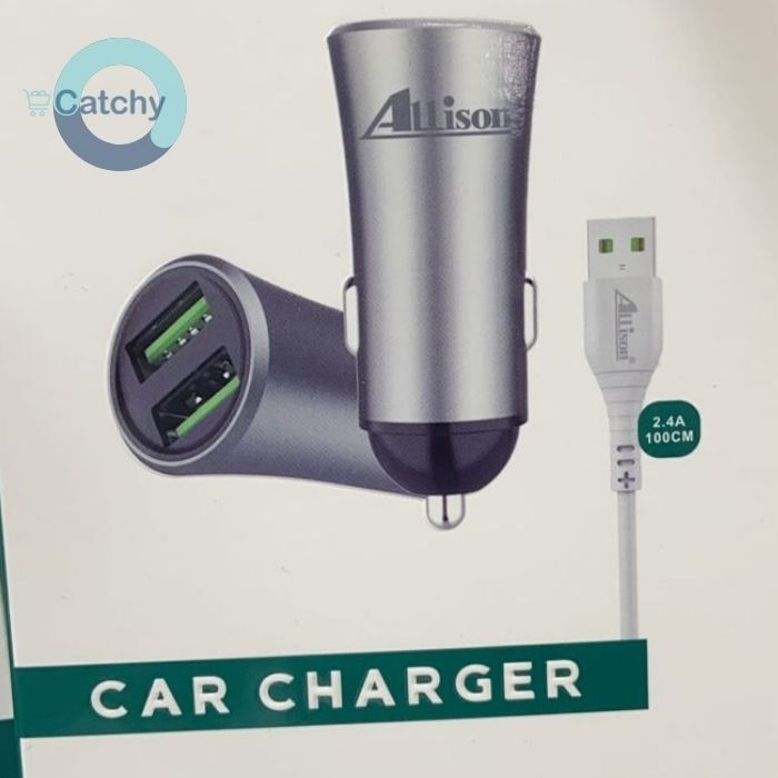 Allison Car 2 USB Charger With Lightning or Micro Cable