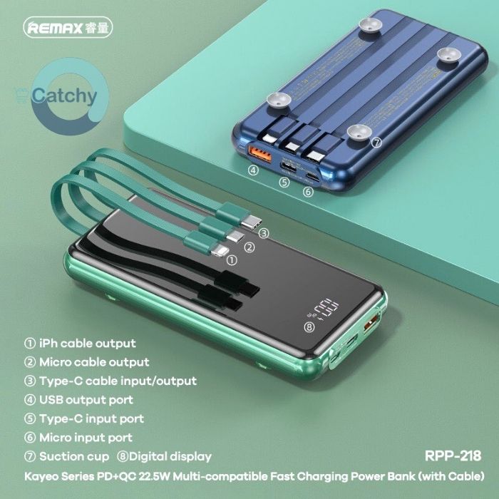 Remax Power Bank 10000MAH - Built in Cable