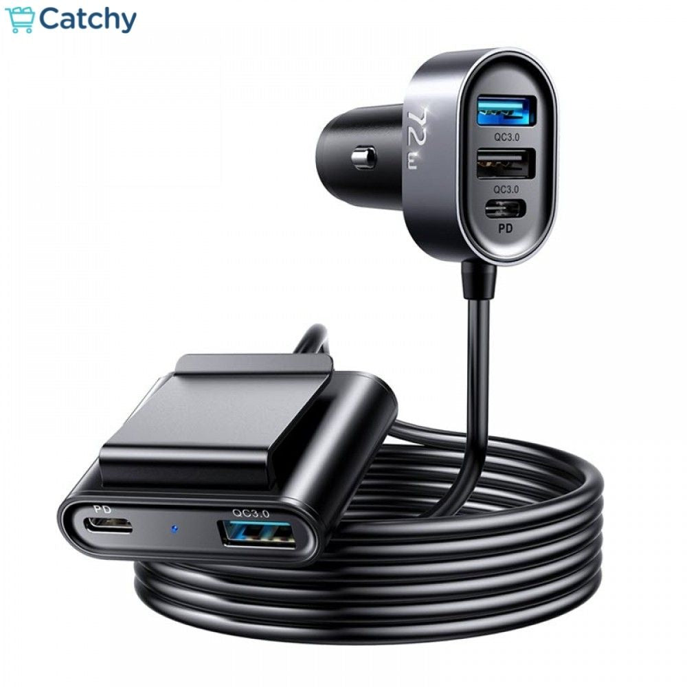 5 Multi-Port Fast Car Charger Adapter For Mobiles