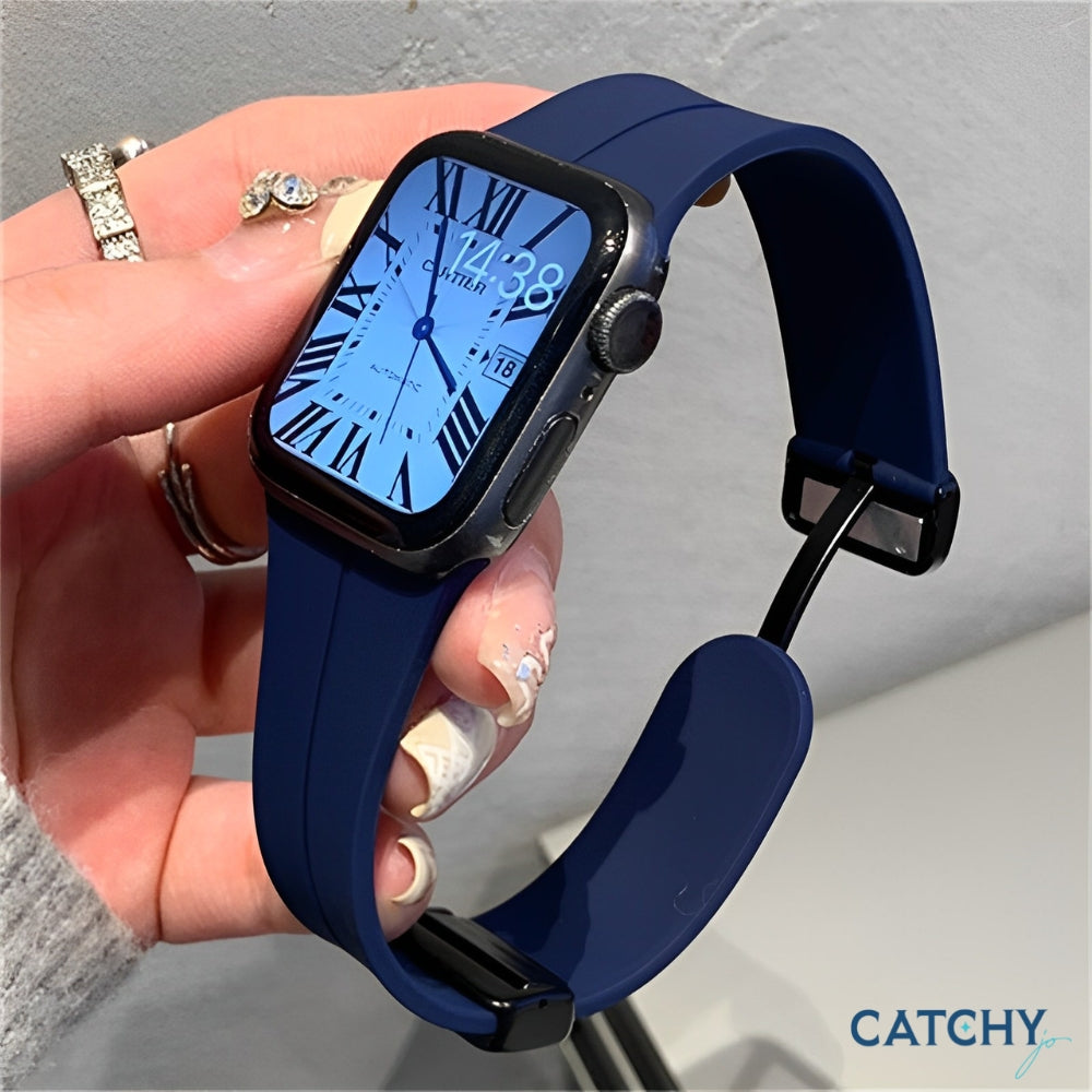 أحزمة سيليكون بمشبك مغناطيسي قابل للطي لـ Apple Watch