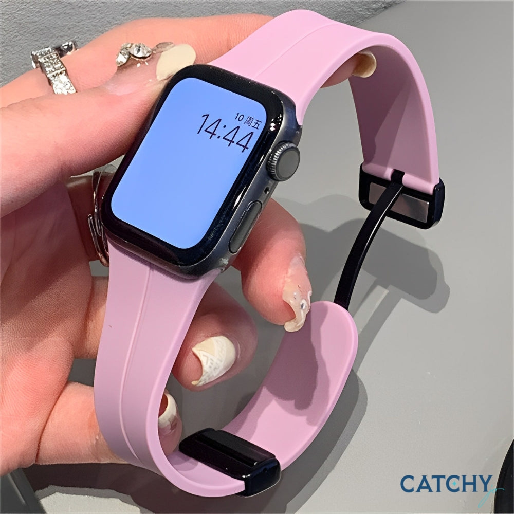 أحزمة سيليكون بمشبك مغناطيسي قابل للطي لـ Apple Watch