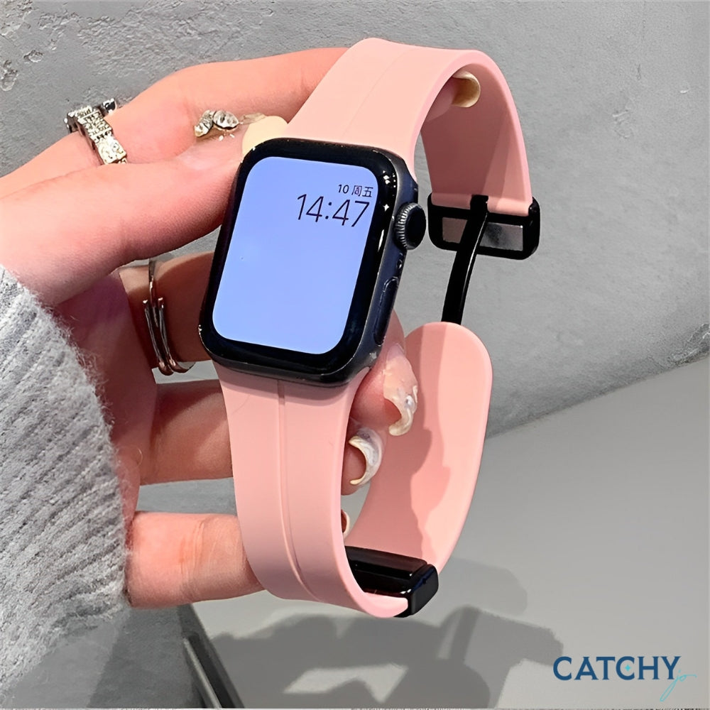 أحزمة سيليكون بمشبك مغناطيسي قابل للطي لـ Apple Watch