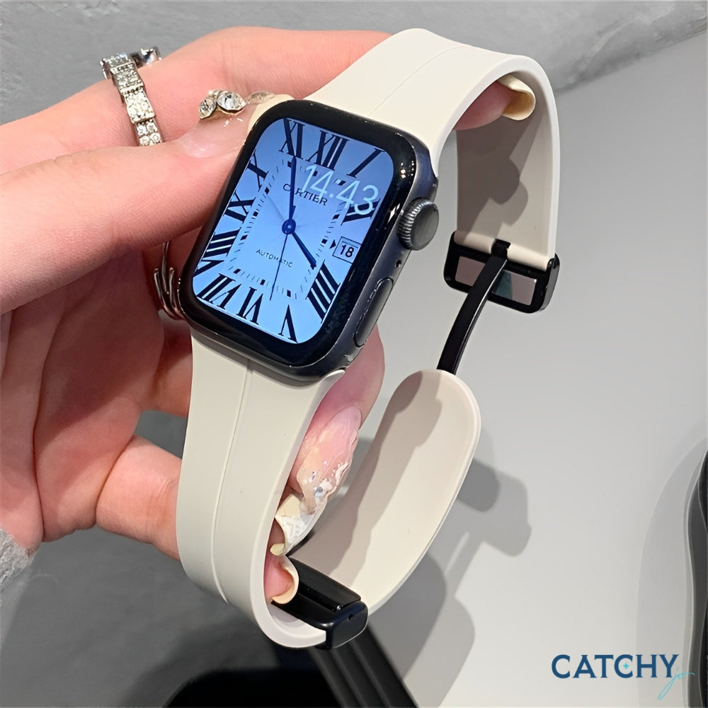 أحزمة سيليكون بمشبك مغناطيسي قابل للطي لـ Apple Watch