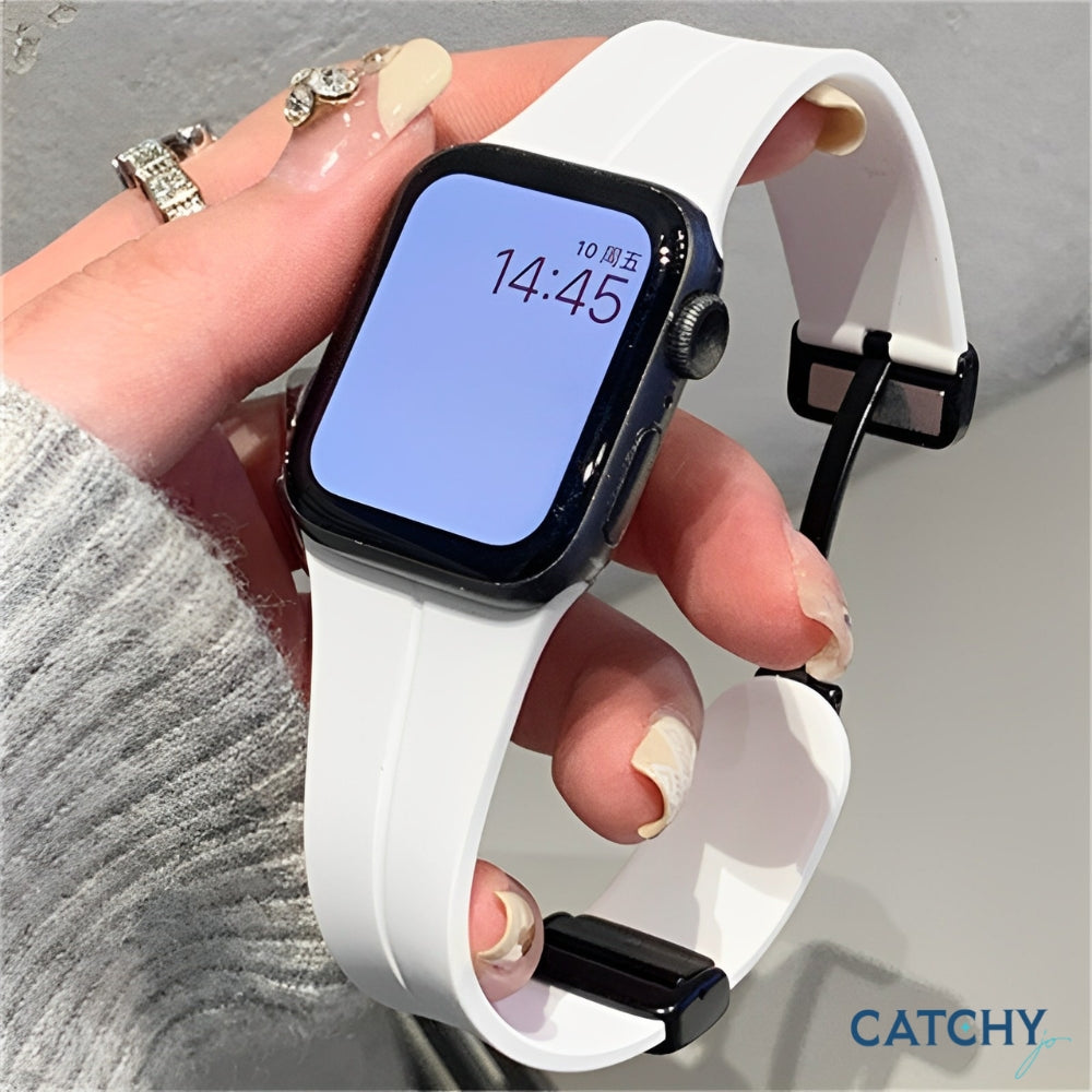 أحزمة سيليكون بمشبك مغناطيسي قابل للطي لـ Apple Watch