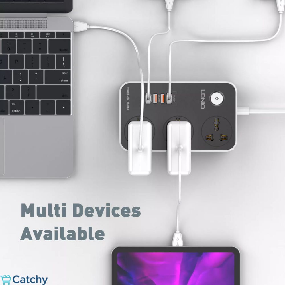 LDNIO Universal Power 3 Sockets with 3 USB & PD