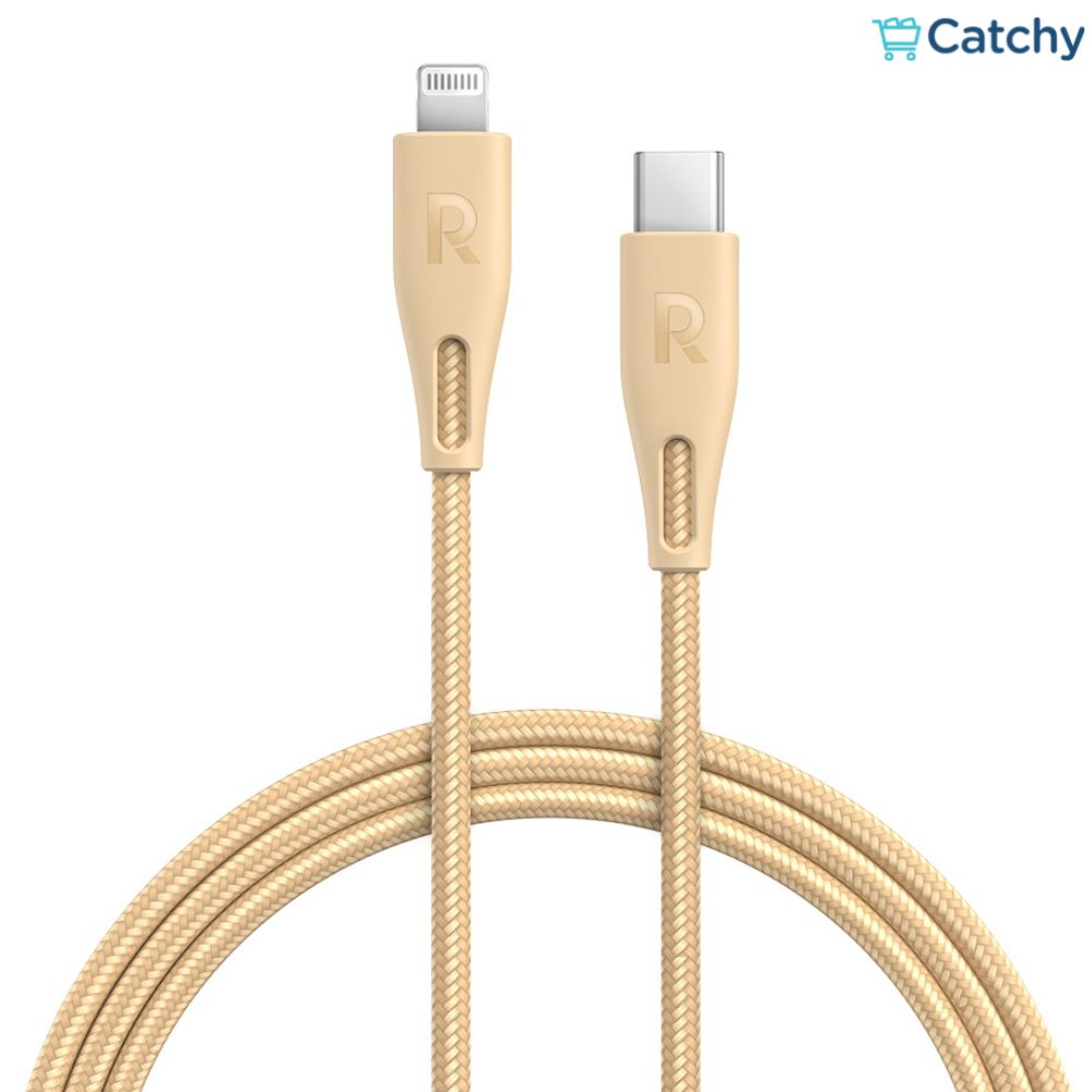 كابل RAVPOWER مضفر من النايلون ملون من Type-C إلى Lightning