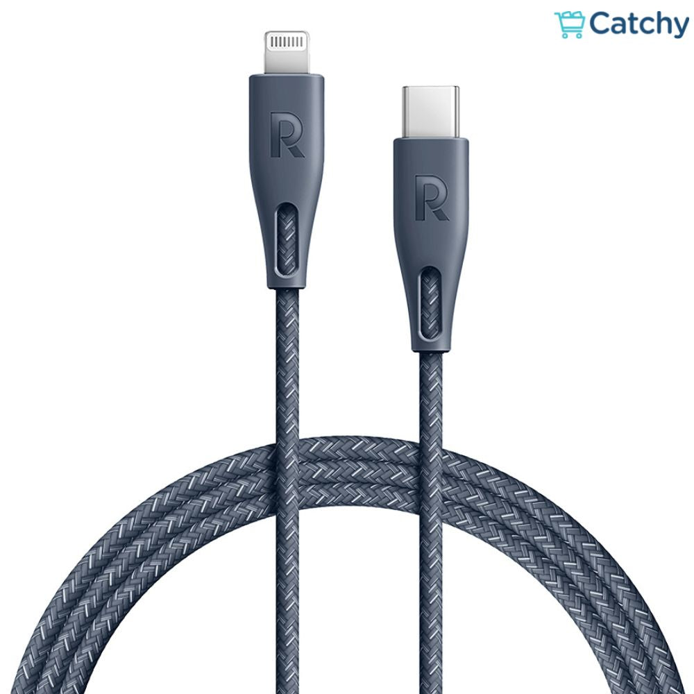 كابل RAVPOWER مضفر من النايلون ملون من Type-C إلى Lightning