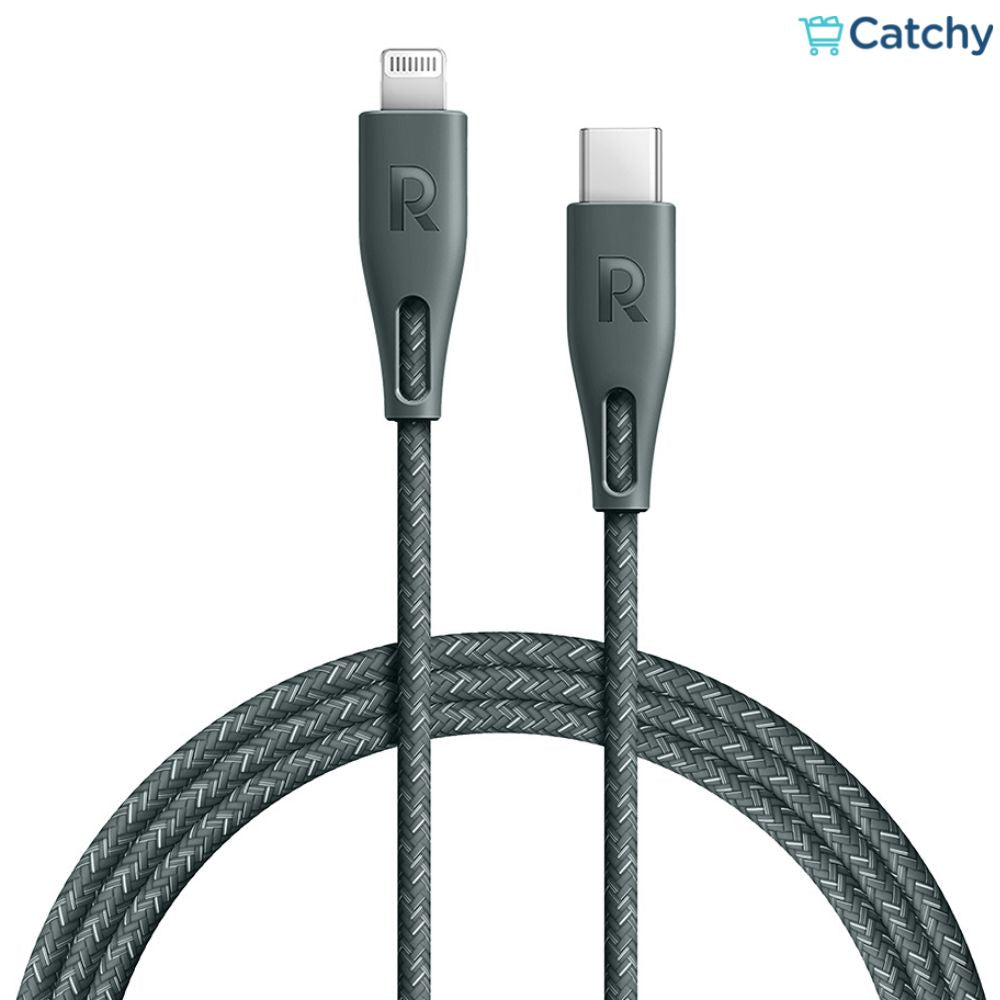 كابل RAVPOWER مضفر من النايلون ملون من Type-C إلى Lightning