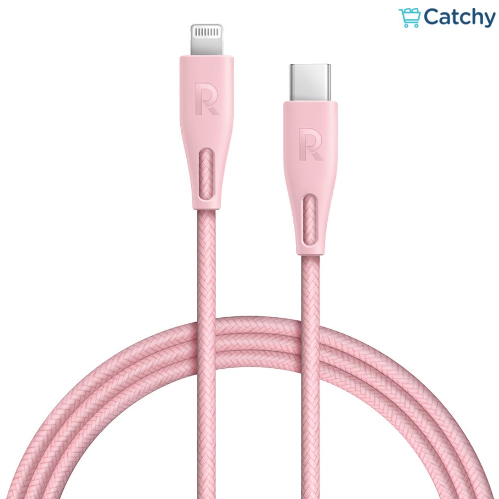 كابل RAVPOWER مضفر من النايلون ملون من Type-C إلى Lightning