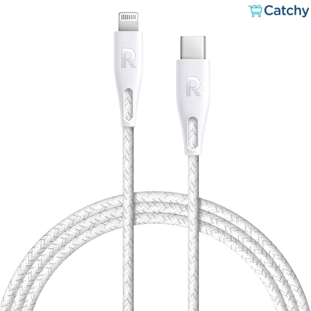 كابل RAVPOWER مضفر من النايلون ملون من Type-C إلى Lightning