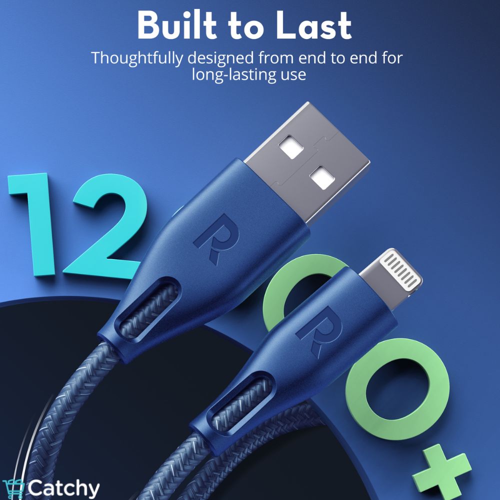 RAVPOWER كابل USB إلى Lightning مضفّر ملون من النايلون
