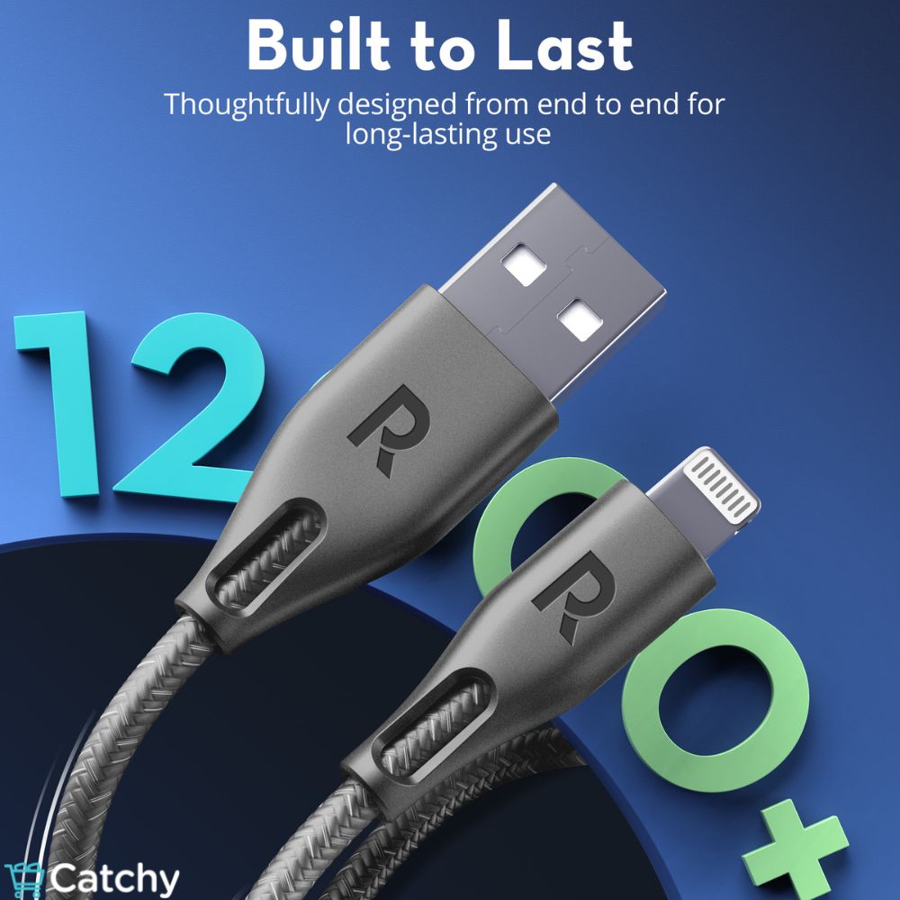 RAVPOWER كابل USB إلى Lightning مضفّر ملون من النايلون