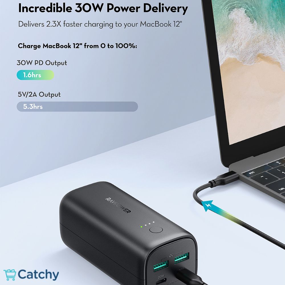 RAVPOWER PD50W باور بانك محمول بسعة 20000mAh