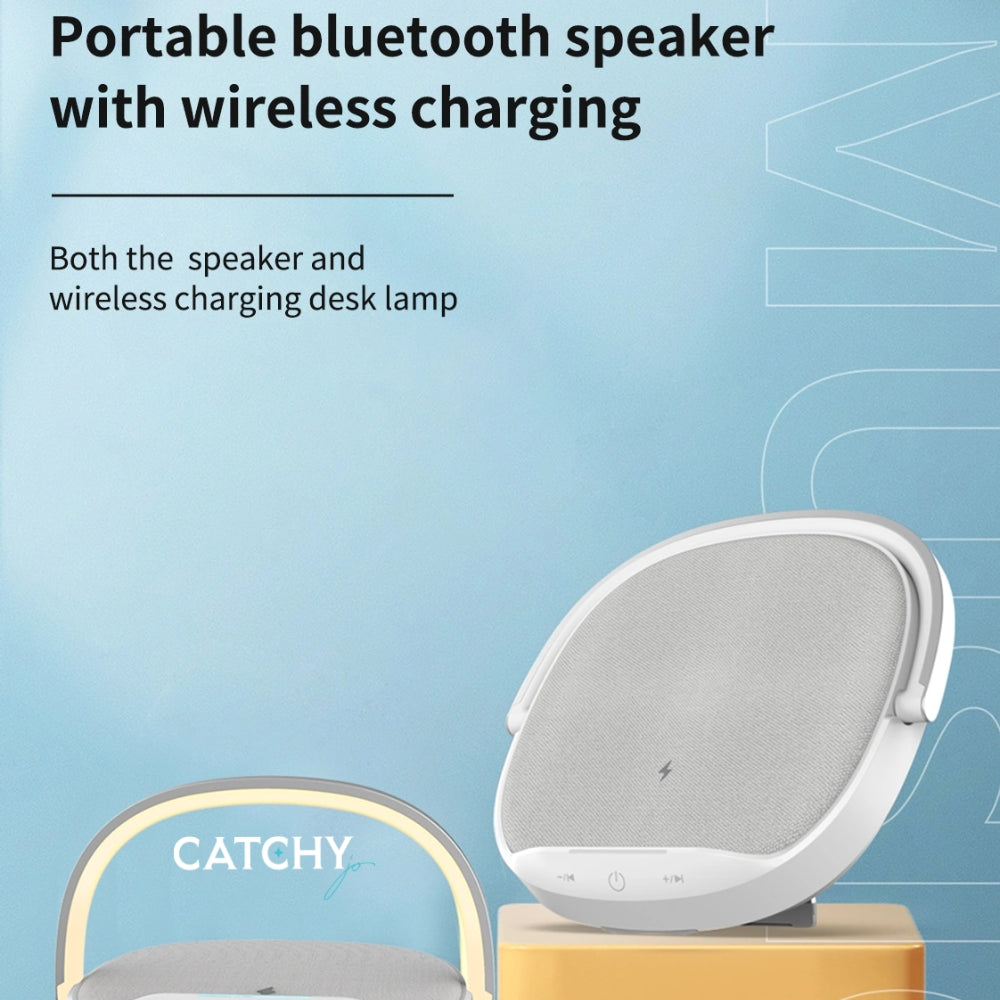 WiWU Portable 3 in 1 Wireless Charging Desk Lamp Speaker 15W Fast Wireless Charging